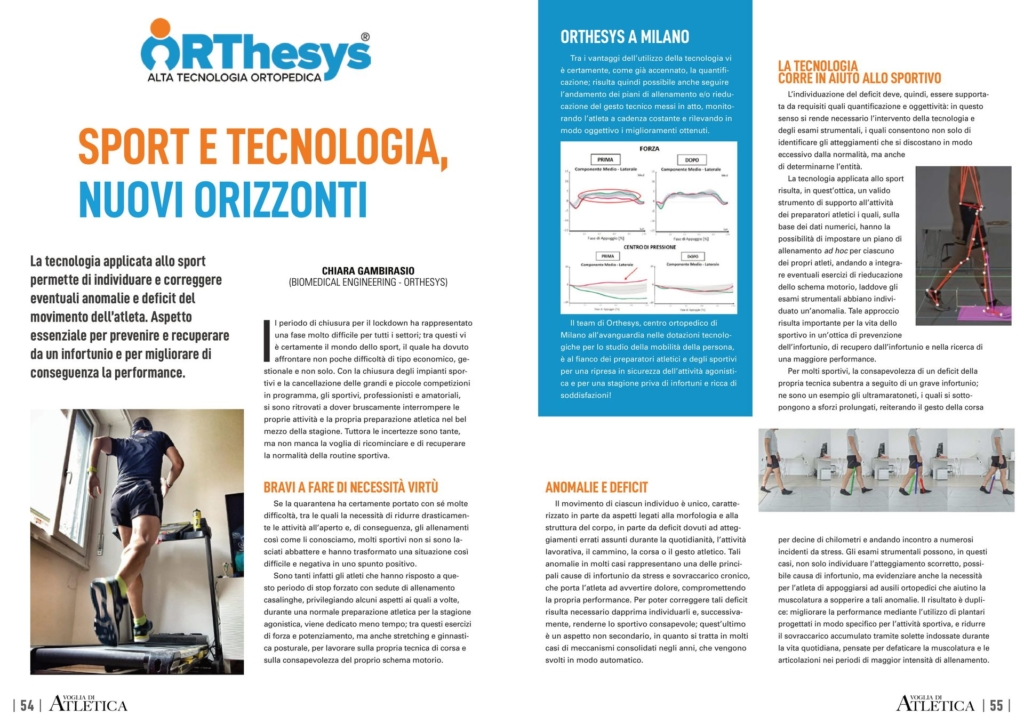 Sport e tecnologia Orthesys articolo Voglia di Atletica